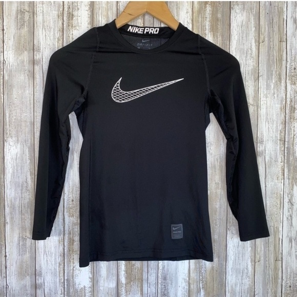 Nike Pro Kids Black Long Sleeve - Picture 1 of 4